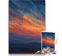 Puzzle de 1000 pièces Cavaliers à Dos de Chameau au Coucher du Soleil Paysage Urbain, 50x75cm, pour Le développement cognitif Jeu Amusant et Original, idéal comme Cadeau