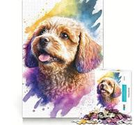 Puzzle de 1000 pièces Cavoodle Aquarelle Art Fine Joint Fun Jeu Cognitif et Ludique Jeu Calme Cadeau d'anniversaire Art (38x52cm)