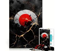 Puzzle de 1000 pièces Cercle Rouge sur marbre Noir pour Adolescents (50x75cm) Stimule la mémoire, Doux et Relaxant Découpe Lisse Cadeau élégant