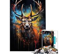 Puzzle de 1000 pièces Cerf Arbre Coloré Difficile et Défi Analyse et Logique Jouet à Faire soi-même pour Les 14 Ans et Plus 38X26cm