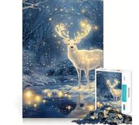Puzzle de 1000 pièces Cerf Blanc dans la forêt enneigée pour Adolescents Jeu de réflexion Amusant Taille Uniforme Pièces précises Activité relaxante en Groupe à l'intérieur (38x52cm)