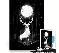 Puzzle de 1000 pièces Cerf Blanc sous la Pleine Lune »,découpé au Laser pour Un Assemblage Parfait,idéal pour renforcer Les Liens familiaux (50x75cm)
