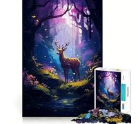 Puzzle de 1000 pièces Cerf Conte de fées Pixel Art Découpe précise Jeu cognitif et Amusant Loisirs Scène de Noël (50x75cm)