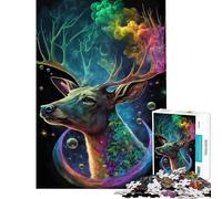 Puzzle de 1000 pièces Cerf Cosmique psychédélique pour Jeu éducatif défi et Casse-tête Cadeau de décoration Parfait pour Femmes et Hommes (Taille 38x26cm)
