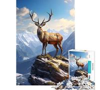 Puzzle de 1000 pièces Cerf Coucher de Soleil Montagnes Difficile et Stimulant Analyse et logique Jouet à Monter soi-même À partir de 14 Ans 50x75cm