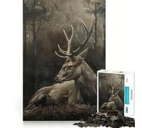 Puzzle de 1000 pièces Cerf dans Une forêt Mystique pour Adolescents, Jouet Mental Anti-anxiété, découpe Premium, Cadeau élégant 38x52cm