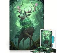 Puzzle de 1000 pièces Cerf de la forêt Mystique et Runes Lumineuses pour Adultes Jeu de logique Fine Amusant et Silencieux Bords Nets Cadeau mémorable (38x26cm)