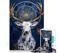 Puzzle de 1000 pièces Cerf de l'aube en Porcelaine pour Adolescents, Jeu de logique et de Train, Anti-Stress, découpe Lisse, Cadeau mémorable (38x26cm)