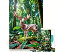 Puzzle de 1000 pièces Cerf en Origami dans la forêt pour Adolescents Puzzle Relaxant et ludique Cadeau Exquis (38x52cm)