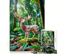 Puzzle de 1000 pièces Cerf en Origami dans la forêt pour Adolescents Puzzle Relaxant et ludique Cadeau Exquis (38x52cm)