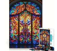 Puzzle de 1000 pièces Cerf en vitrail pour Adultes et Adolescents, Jeu Mental apaisant et Relaxant, découpe de qualité supérieure, 38x26cm