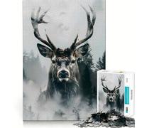 Puzzle de 1000 pièces Cerf majestueux pour Adultes, Jeu de réflexion Amusant et décontracté, découpe de précision, Cadeau Artistique 38x52cm