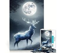 Puzzle de 1000 pièces Cerf Mystique au Clair de Lune pour Adolescents, Jeu de logique Solide, Divertissement partagé, Bords Nets, Joli Cadeau (50x75cm)