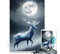 Puzzle de 1000 pièces Cerf Mystique au Clair de Lune pour Adolescents Un Cadeau élégant, idéal pour développer sa mémoire et s’Amuser (38x26cm)