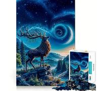 Puzzle de 1000 pièces Cerf Mystique sous Un Ciel étoilé pour Adultes Jeu cérébral Relaxant Cadeau de qualité supérieure (38x52cm)