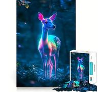 Puzzle de 1000 pièces Cerf néon dans la forêt pour Adolescents développement de la mémoire, Design apaisant et Amusant, Cadeau élégant (38x26cm)