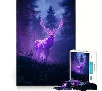 Puzzle de 1000 pièces Cerf néon dans la forêt pour Adultes Jeu cérébral Relaxant Cadeau de qualité supérieure (38x52cm)