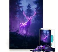 Puzzle de 1000 pièces Cerf néon dans la forêt pour Adultes Jeu de logique Fine et Silencieux Bords Nets Cadeau mémorable (50x75cm)