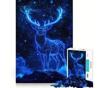 Puzzle de 1000 pièces Cerf néon dans Une Nuit étoilée pour Adultes, Jeu de réflexion et de détente, Design soigné, à Assembler, (38x26cm)