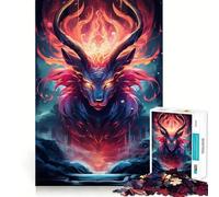 Puzzle de 1000 pièces Cerf Néon pour Adultes Jeu de logique Solide et Amusant, Bords Nets, Cadeau mémorable (50x75cm)