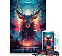 Puzzle de 1000 pièces Cerf Néon pour Adultes Jeu de réflexion Stimulant Temps de détente Bords précis Cadeau Exquis (38x26cm)