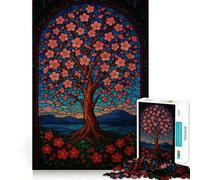 Puzzle de 1000 pièces Cerisier en Fleurs en vitrail idéal pour Les Adolescents pour développer Leurs capacités cognitives et Passer Un agréable Moment de détente Finitions impeccables Un Cadeau