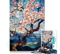 Puzzle de 1000 pièces Cerisier en Fleurs en vitrail idéal pour Les Adolescents pour développer Leurs capacités cognitives et Passer Un agréable Moment de détente Finitions impeccables Un Cadeau