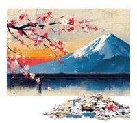 Puzzle de 1000 pièces « Cerisiers en Fleurs et Mont Fuji » en Bois, idéal pour Les Adolescents et Les Adultes. Jeu éducatif à Faire soi-même. 1000 pièces (75 x 50 cm).