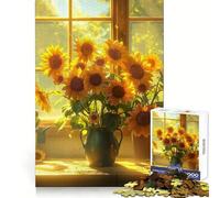 Puzzle de 1000 pièces Chalet au Bouquet de tournesols pour Adolescents Une œuvre d'art aux Contours Nets et précis 38x52cm