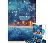 Puzzle de 1000 pièces Chalet de Noël enneigé pour Adolescents, Jeu de réflexion, évasion et Calme, Bords précis, Cadeau Exceptionnel (38x26cm)