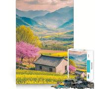 Puzzle de 1000 pièces Chalet printanier dans la vallée pour Adultes, Jeu Intelligent Anti-Stress, Motif à Assembler, Surprise de Noël 50x75cm