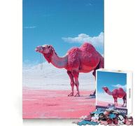 Puzzle de 1000 pièces Chameau Rose dans Un Paysage surréaliste pour Adultes Un Puzzle Stimulant la mémoire et Anti-Stress, idéal pour Un Cadeau de Noël (50x75cm)