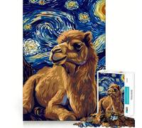 Puzzle de 1000 pièces Chameau sous Un Ciel étoilé Ajustement Parfait Jeu Stimulant pour Le Cerveau Temps de Repos Décoration Murale de Noël (50x75cm)
