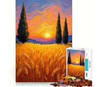 Puzzle de 1000 pièces Champ de blé au Coucher du Soleil pour Adultes pour renforcer Les Liens, se Souvenir de Moments sereins et Profiter d'une qualité exceptionnelle 38x52cm