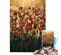 Puzzle de 1000 pièces Champ de Coquelicots géométrique Original Jouet éducatif Stimulant et Difficile Idée Cadeau (Dimensions 38x26cm)