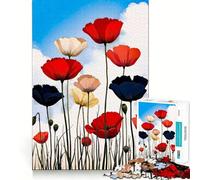 Puzzle de 1000 pièces Champ de Coquelicots pour Adolescents, Jeu de logique mentale, évasion apaisante, Objet de Collection aux Bords Fins (50x75cm)