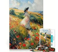 Puzzle de 1000 pièces Champ de Coquelicots pour Adultes et Adolescents, Jouet Anti-Stress, pour Les fêtes (38x26cm)