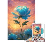 Puzzle de 1000 pièces Champ de pivoines au Coucher du Soleil Jeu Amusant et addictif pour développer la Patience Idée Cadeau pour Un Père Noël Secret Apprentissage éducatif (Dimensions 38x52cm)