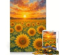 Puzzle de 1000 pièces Champ de tournesols au Coucher du Soleil 50x75cm, Aquarelle, idéal pour Les Adolescents Un Cadeau de Noël paisible et Amusant