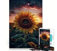 Puzzle de 1000 pièces Champ de tournesols et Ciel Nocturne pour Adolescents Amélioration de la mémoire Détente et Amusement garantis Collection d'œuvres d'art aux découpes nettes 38x52cm