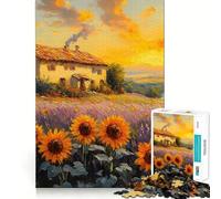 Puzzle de 1000 pièces Champ de tournesols et de Lavande pour Adolescents, Jouet Intelligent et ludique, Cadeau de Noël idéal 38x52cm