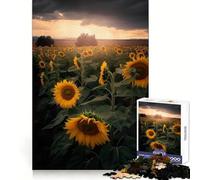 Puzzle de 1000 pièces Champ de tournesols et Nuages Gris pour Adolescents, Jeu d'exercice Mental et de Relaxation, à Assembler pour la liste de souhaits du Père Noël 38x26cm
