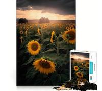 Puzzle de 1000 pièces Champ de tournesols et Nuages Gris pour Adolescents, Jeu d'exercice Mental et de Relaxation, à Assembler pour la liste de souhaits du Père Noël 38x26cm