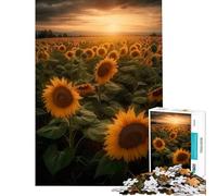 Puzzle de 1000 pièces Champ de tournesols et Terres agricoles Activités Amusantes à la Maison Jeu éducatif de Course de Vitesse Manuelle pour Les 14 Ans et Plus (38x26cm)