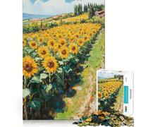 Puzzle de 1000 pièces Champ de tournesols pour Adolescents Stimule la mémoire Jeu apaisant Bords Nets Cadeau de Noël 38x52cm
