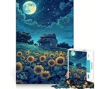 Puzzle de 1000 pièces Champ de tournesols pour Adultes Soulagement du Stress Découpe précise Cadeau du Père Noël 50x75cm