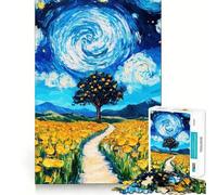 Puzzle de 1000 pièces Champ étoilé pour Adultes Jeu Intelligent et Amusant d'intérieur Découpe Lisse Cadeau du Père Noël 38x26cm