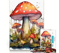 Puzzle de 1000 pièces Champignons à l'aquarelle pour Adolescents Activité ludique et stimulante de Haute précision Découpe Pause mentale apaisante (50x75cm)