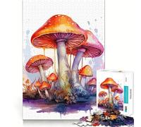Puzzle de 1000 pièces Champignons à l'aquarelle pour Adultes Jeu de mémoire Amusant Découpe Nette Pièces Robustes Cadeau Unique pour soulager Le Stress (38x52cm)