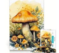 Puzzle de 1000 pièces Champignons Aquarelle Jeu créatif et d'habileté Emboîtement Parfait Pas de pièces détachées Activité de Partage et de complicité avec Les Proches (38x26cm)